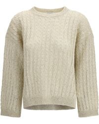 Brunello Cucinelli - Dazzling Cable Linen Sweater With Openwork Ribbing Linen; Nylon - Lyst