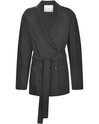 Setchu - Double-Breasted Belted Coat - Lyst