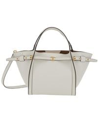 Tod's - Medium Tote Bag With T Timeless Plaque On The Front And Adjustable And Removable Shoulder Strap - Lyst