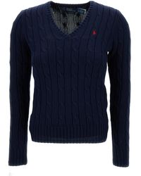 Polo Ralph Lauren - 'Kimberly' Cable-Knit Pullover With Pony Embroi - Lyst