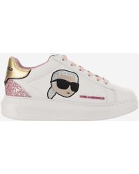 Karl Lagerfeld - Leather Sneakers With Logo - Lyst