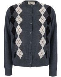 Semicouture - Cardigan Belle Argyle Wool Virgin Tops - Lyst