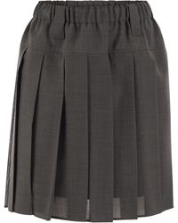 Brunello Cucinelli - Pleated Virgin Wool Organza Mini Skirt - Lyst