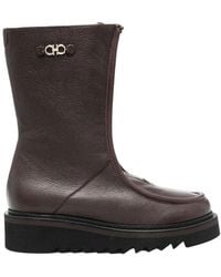 Ferragamo - Gancini-Plaque Ankle Boots - Lyst