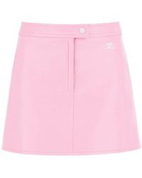 Courreges - Coated Cotton Mini Skirt - Lyst