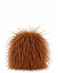 Yves Salomon - Tobacco-Colored Ostrich Feather Shoulder Bag With Leather Shoulder Strap - Lyst