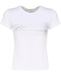 Blumarine - T-Shirt With Studs And Rhinestone Embroidery - Lyst