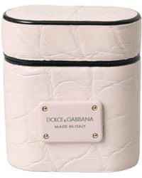 Dolce & Gabbana - Light Leather Metal Logo Plaque Airpods Case - Lyst