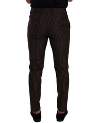 Dolce & Gabbana - Brown Striped Wool Formal Trouser Dress Pants - Lyst