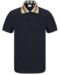 Burberry - Blue Cotton Polo Shirt - Lyst