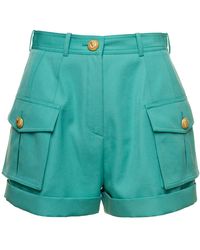 Balmain - Light Shorts With Cuff And Jewel Buttons - Lyst