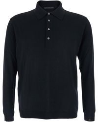 Low Brand - Sweater With Polo Shirt Style Collar And Long Sleeves - Lyst