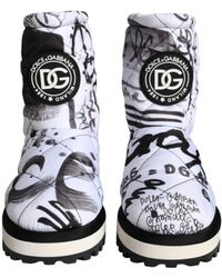 Dolce & Gabbana - Padded Logo Print Mid Calf Boots Shoes - Lyst