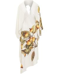 Ferragamo - Asymmetrical Dress With Botanical Print - Lyst