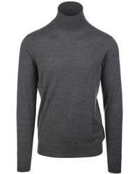 Fedeli - Man Dark Grey Turtleneck Pullover In Cashmere And Silk - Lyst