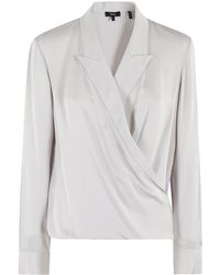 Theory - Lapel Wrap Blouse - Lyst