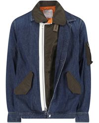 Sacai - Structured Zip-Up Jacket With Contrasting Panels - Lyst