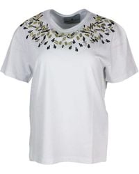 Ermanno Scervino - Short-Sleeved Round-Neck Cotton T-Shirt Embellished With Applied Crystals - Lyst