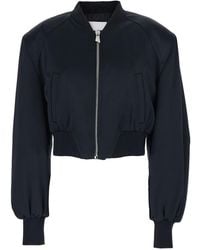 The Attico - Cropped Bomber Jacket With Tonal Logo Lettering Embroidery On The Front - Lyst