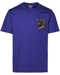 KENZO - 'tiger Varsity' Blue Cotton T-shirt - Lyst