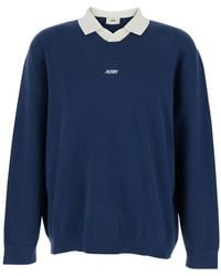 Autry - Polo Shirt With Contrast Collar And Logo On Front - Lyst