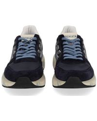 Premiata - Dark Base Sneakers With Light Laces And Cream Heel Accent - Lyst