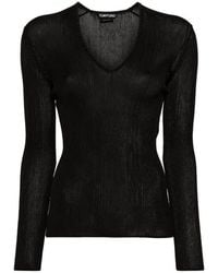 Tom Ford - Sheer Fine-Ribbed Top - Lyst