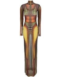 Jean Paul Gaultier - Long Dress With High Neck And All-Over Print - Lyst