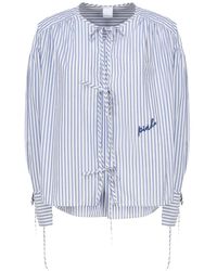 Pinko - Striped Shirt With Bare Shoulders - Lyst