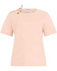 Burberry - T-Shirt With Tartan Detail, Cotton T-Shirts & Jerseys - Lyst