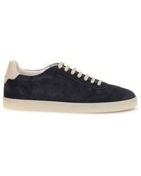 Brunello Cucinelli - Brown Calf Leather Bos Taurus Low Top Sneakers - Lyst