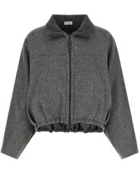 Brunello Cucinelli - Virgin Wool Full-Length Jacket Clothing - Lyst