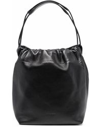 Jil Sander Embossed-logo Leather Shoulder Bag - Black
