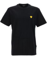 Versace - T-Shirt With Iconic Logo Embroidered On The Chest - Lyst