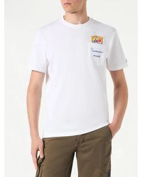 Mc2 Saint Barth - Cotton T-Shirt With Estathé Summer Mood Print And Embroidery Estathé Special Edition - Lyst