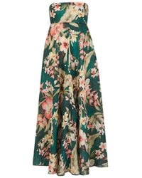 Zimmermann - Lexi Floral-Printed Strapless Dress - Lyst