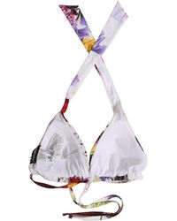 Dolce & Gabbana - Floral Print Triangle Beachwear Bikini Top Nylon Elastane - Lyst