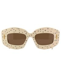 Loewe - Sunglasses Rectangle Full Rim, Ivory With Crystal Studs Frame And Lens Lw4114Is25E - Lyst