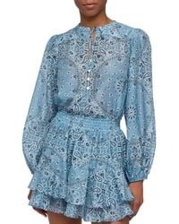 MC2 Saint Barth - Harper Blouse Lurex Silk Voile With Bandana Print Shirt - Lyst
