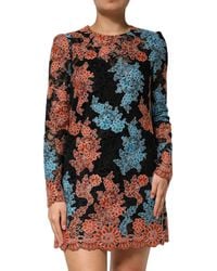 Dolce & Gabbana - Floral Lace Long Sleeve Dress - Lyst