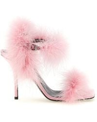 Moschino - Satin Sandals And Feathers - Lyst