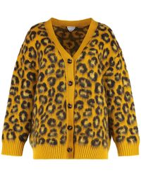 Bottega Veneta - Leopard Print Wool-Mohair Cardigan Wool And Mohair Cardigans - Lyst