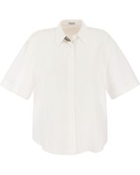 Brunello Cucinelli - Silk Crepe De Chine Shirt With Precious Buttonhole - Lyst