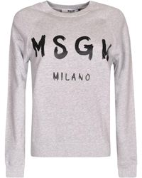 MSGM - Logo Printed Crewneck Sweatshirt - Lyst