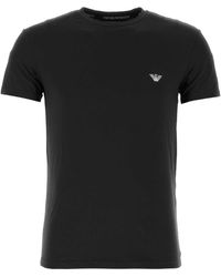 Emporio Armani - Black Stretch Cotton T-shirt - Lyst