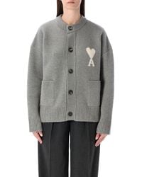 Ami Paris - Alpaca Cardigan With Ami De Cœur Logo - Lyst