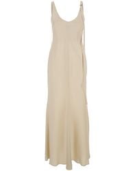 Sportmax - Long Dress With V-Neck And Adjustable Straps Viscose - Lyst