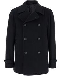 Tagliatore - Double-Breasted Coat With Wide Notched Revers - Lyst