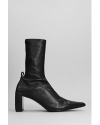 Jil Sander - Low Heels Ankle Boots In Black Leather - Lyst