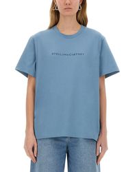 Stella McCartney - Relaxed Fit Cotton T-Shirt With Minimalist Logo - Lyst
